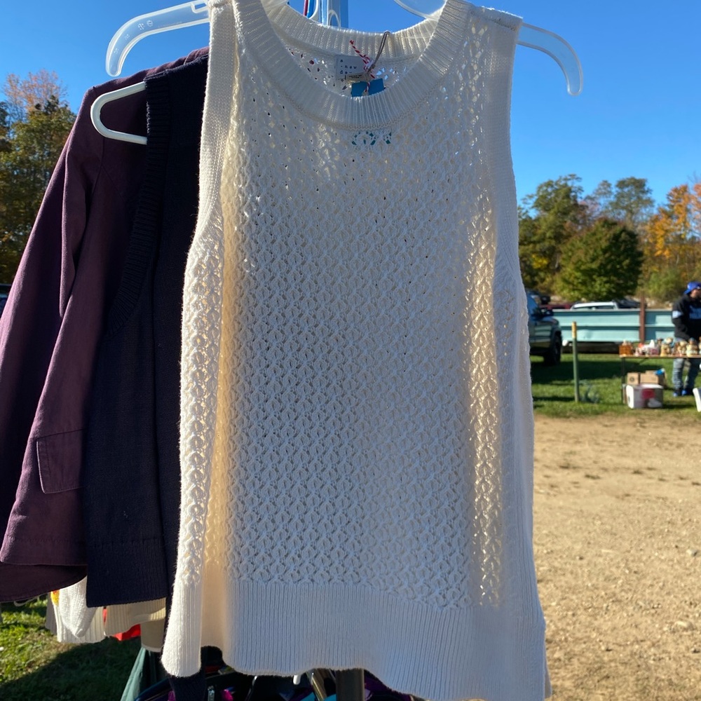 White sweater tank top.